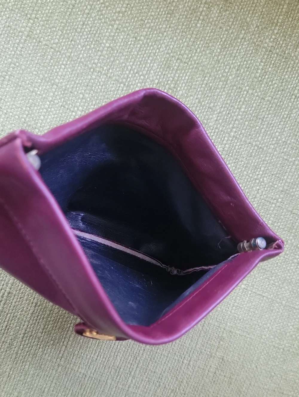 Vintage By BOSCA Leather  Clutch with Gold Accent